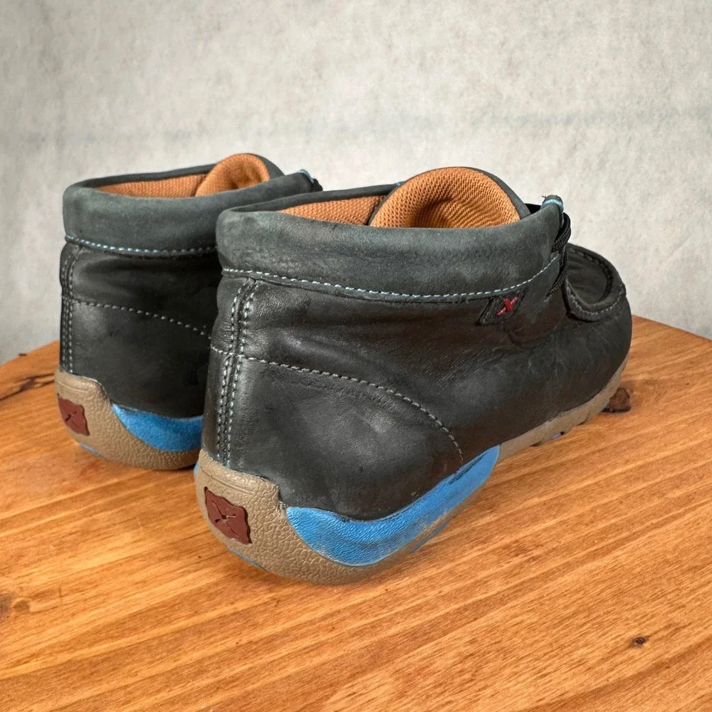 Twisted X Driving Mocs Mens 8M Black Blue Leather Chukka Boots WDM0033 Good